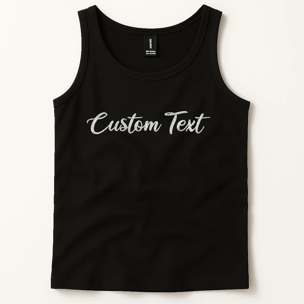 Custom Text Embroidery Tank Top - Front 1