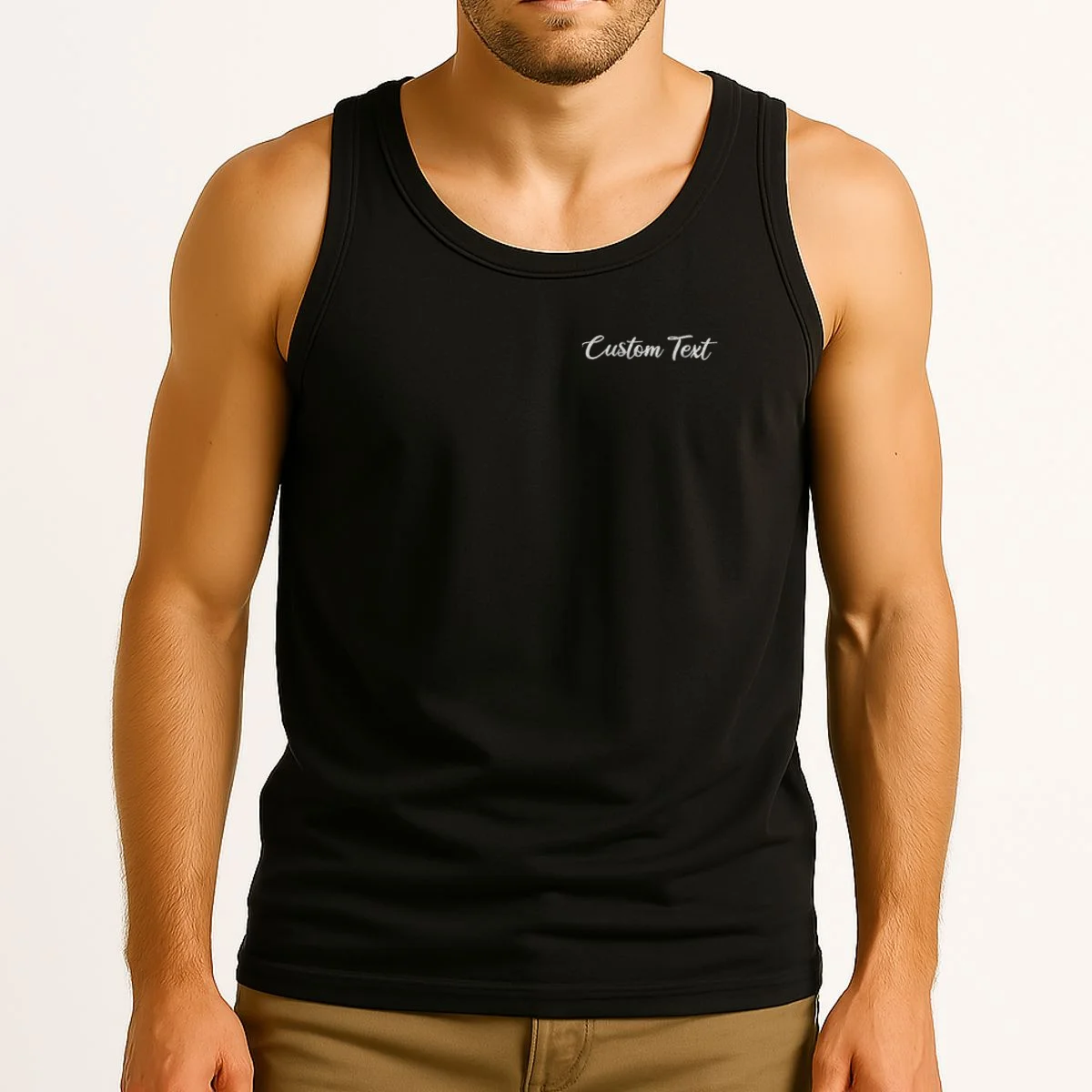 Custom Text Embroidery Tank Top - Front 2
