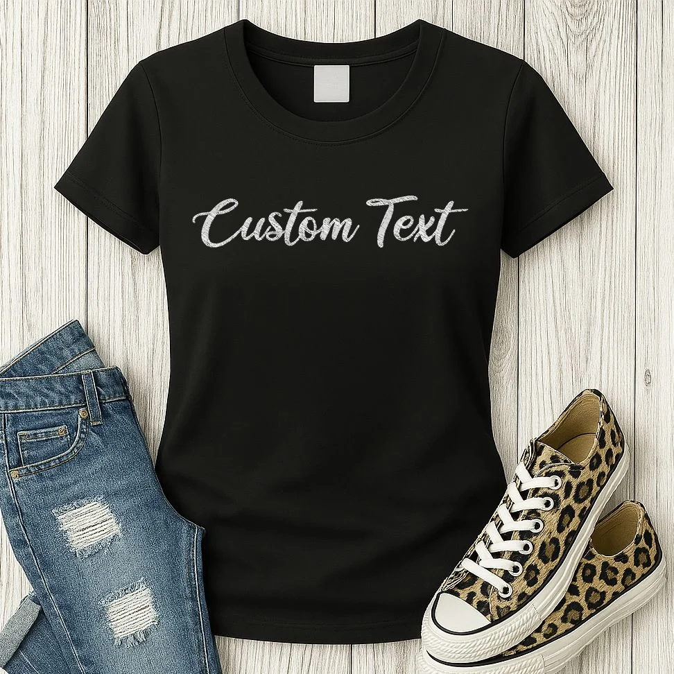 Custom Text Embroidery Women's T-Shirt - Front 2