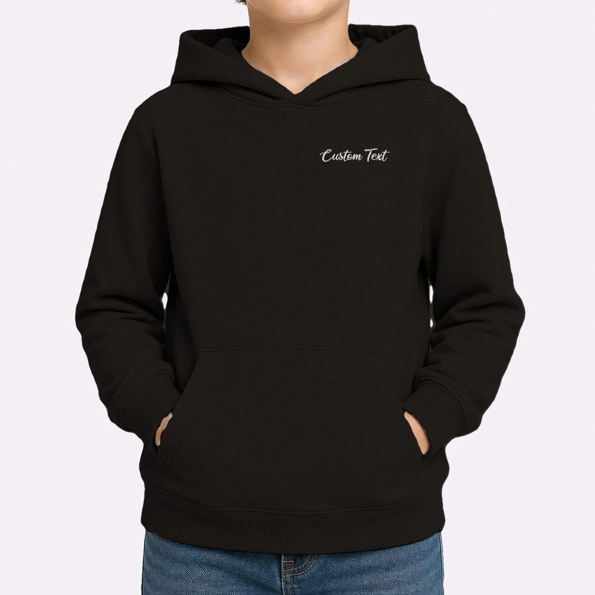 Custom Text Embroidery Kids Hoodie - Front 1