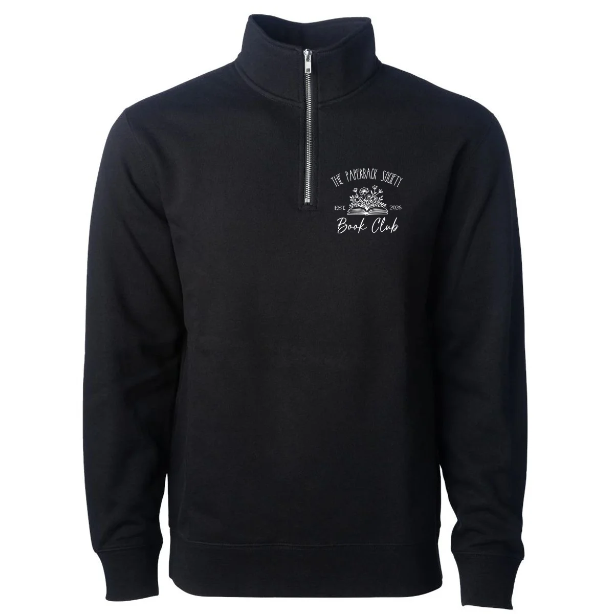 Customizable Book Club Name and Year Men's Pullover Quarter Zip - Front