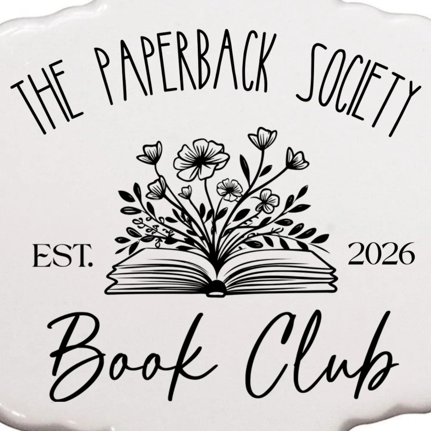 Customizable Book Club Name and Year Ornament - Front - Close-up
