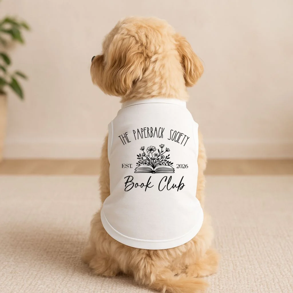 Customizable Book Club Name and Year Doggie Tank - Front 1