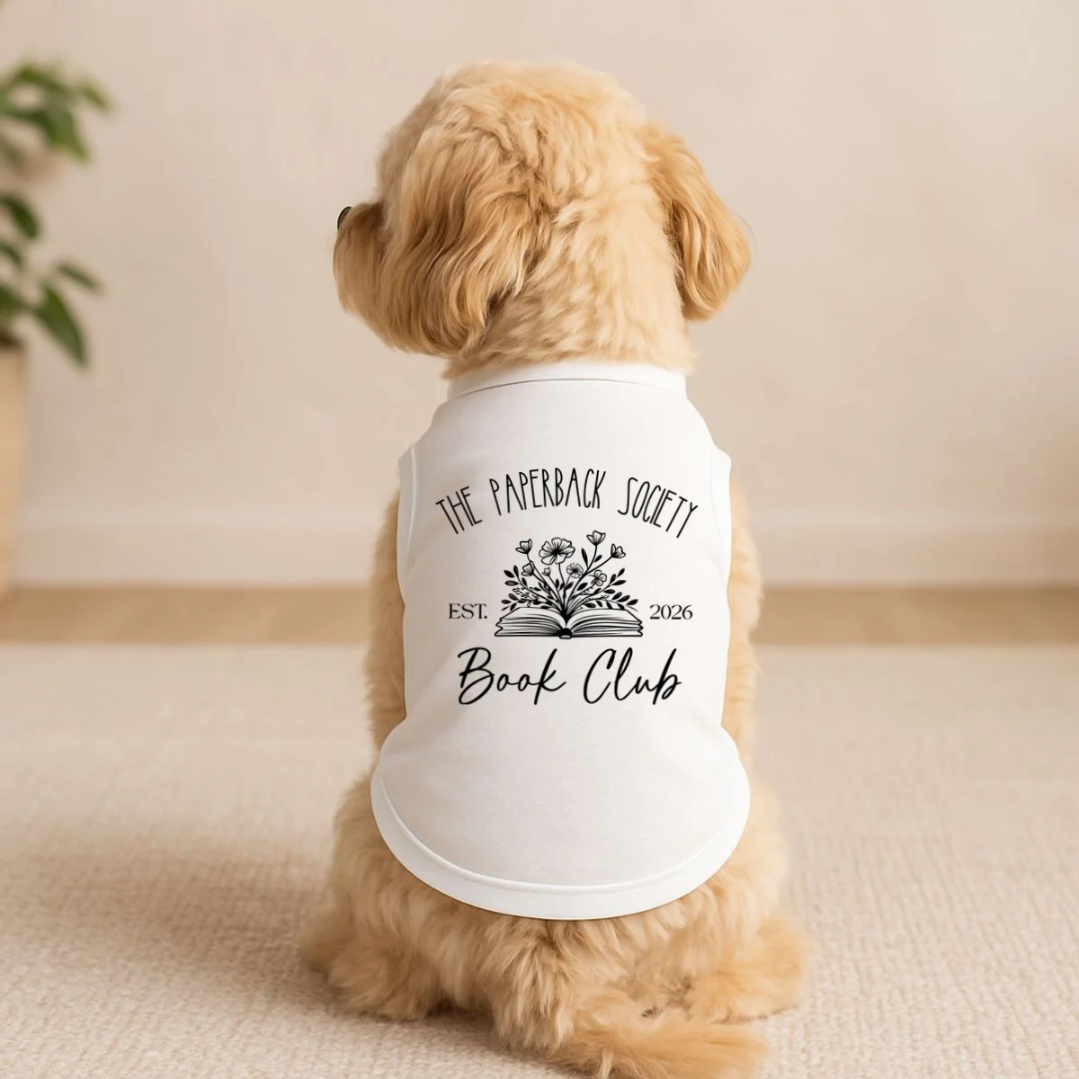 Customizable Book Club Name and Year Doggie Tank - Front 1