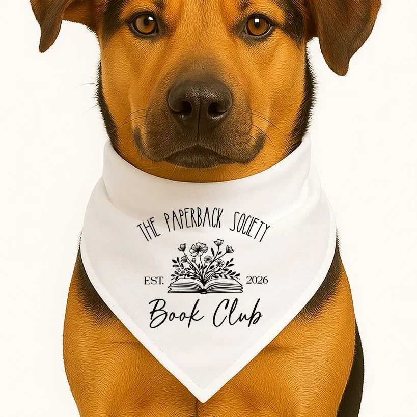 Customizable Book Club Name and Year Dog Bandana - Front 1