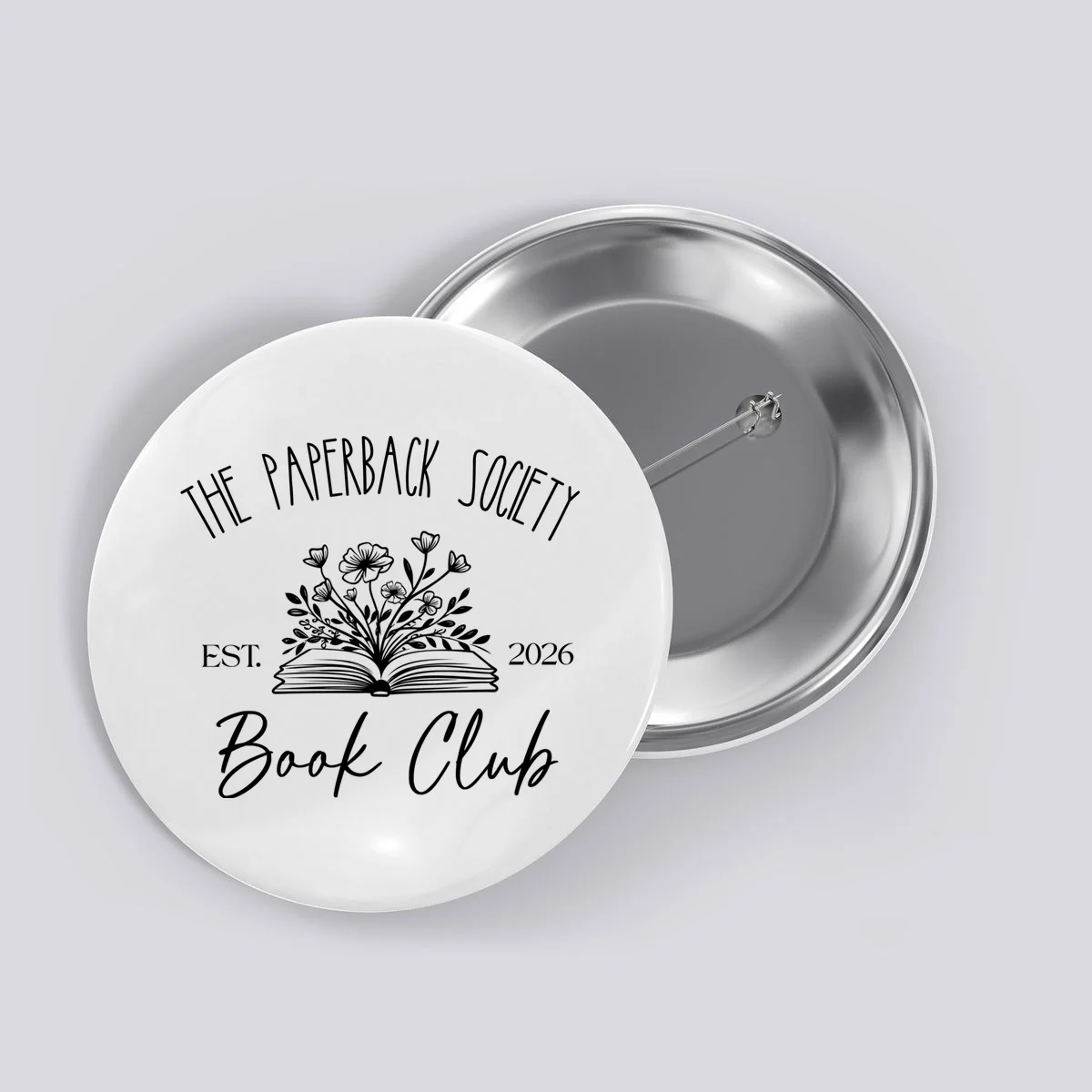 Customizable Book Club Name and Year Button - Front