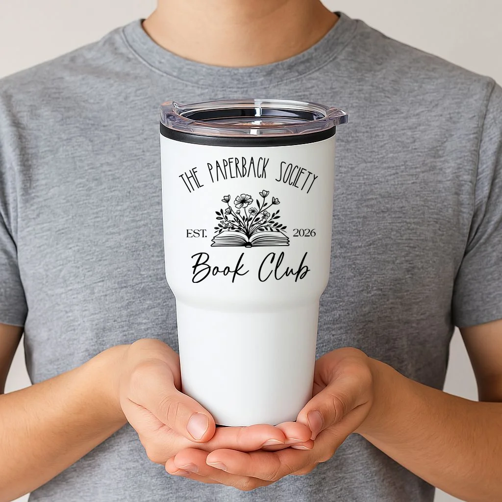 Customizable Book Club Name and Year 20oz Tumbler - Front 1