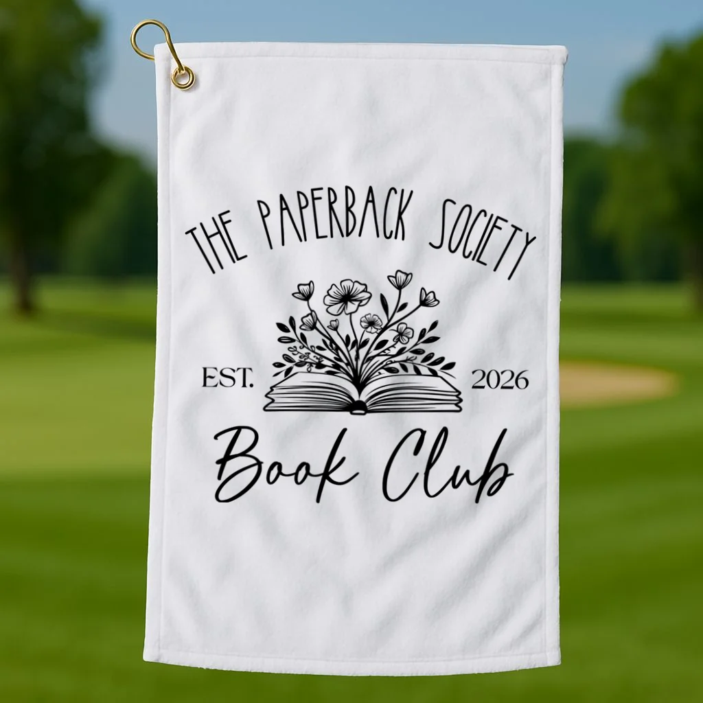 Customizable Book Club Name and Year Golf Towel - Front 1