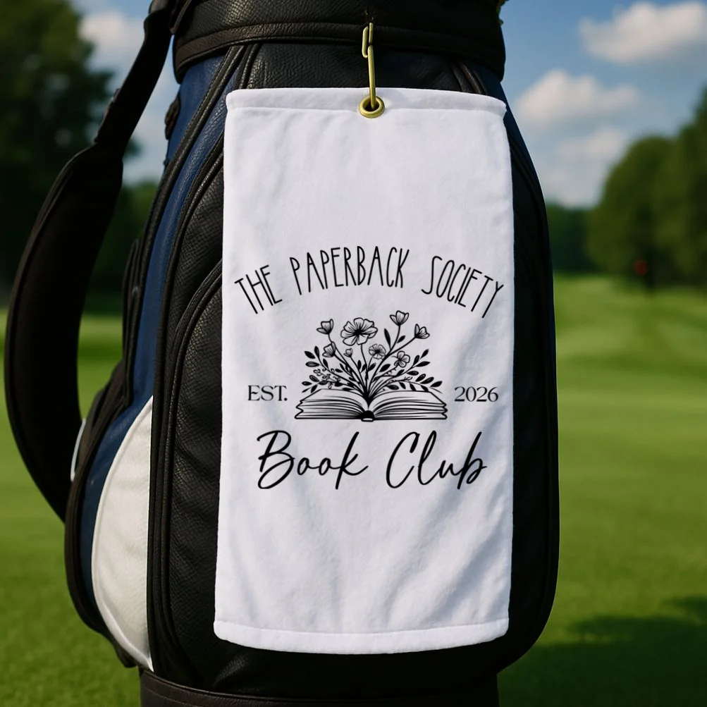 Customizable Book Club Name and Year Golf Towel - Front 2