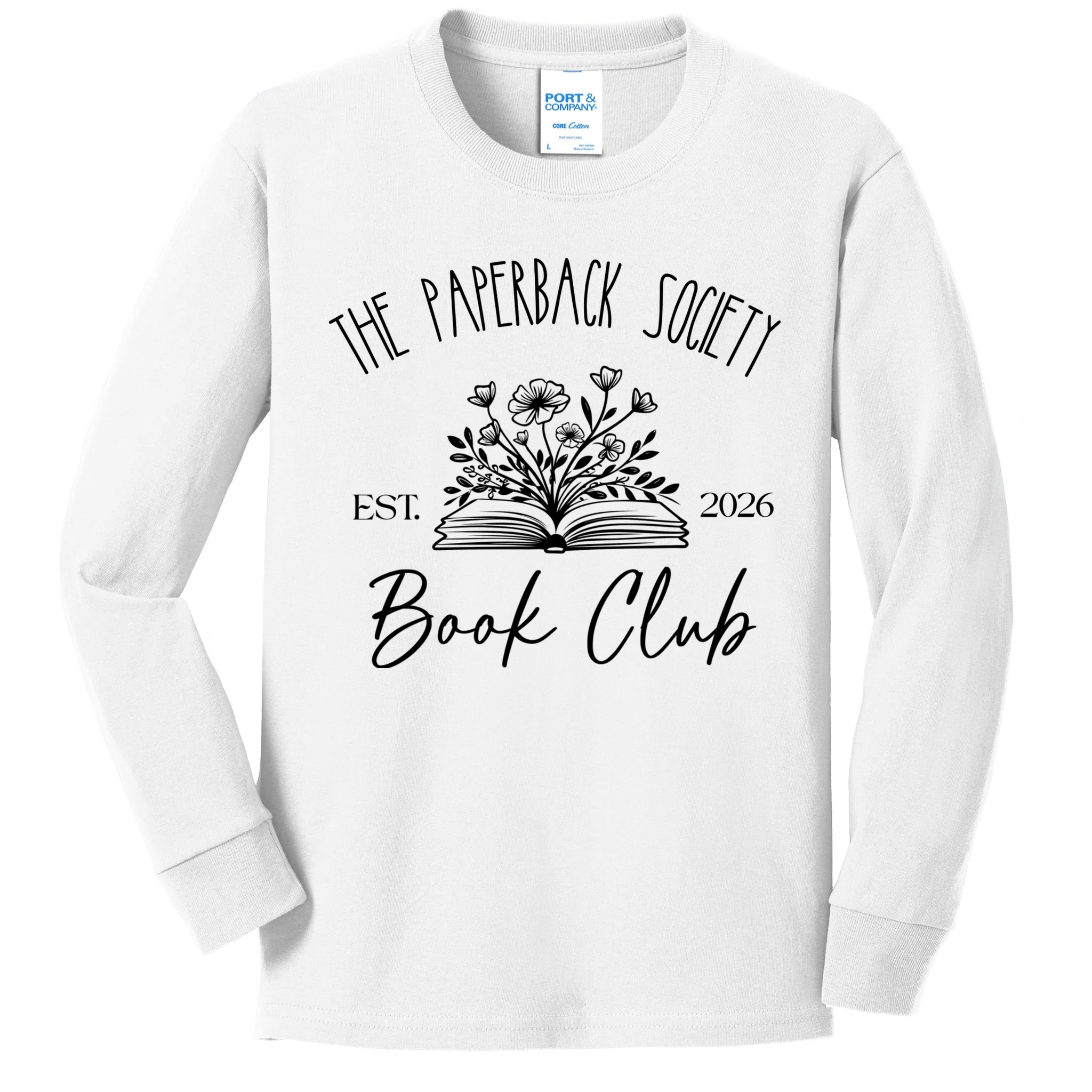 Customizable Book Club Name and Year Kids Long Sleeve Shirt - Front