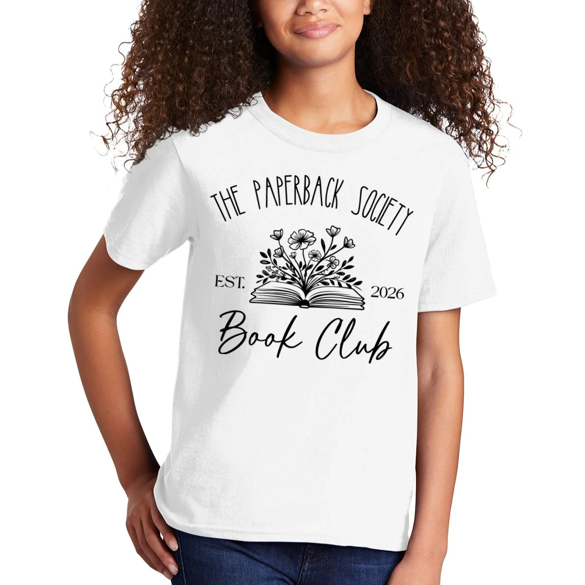 Customizable Book Club Name and Year Kids T-Shirt - Front 1