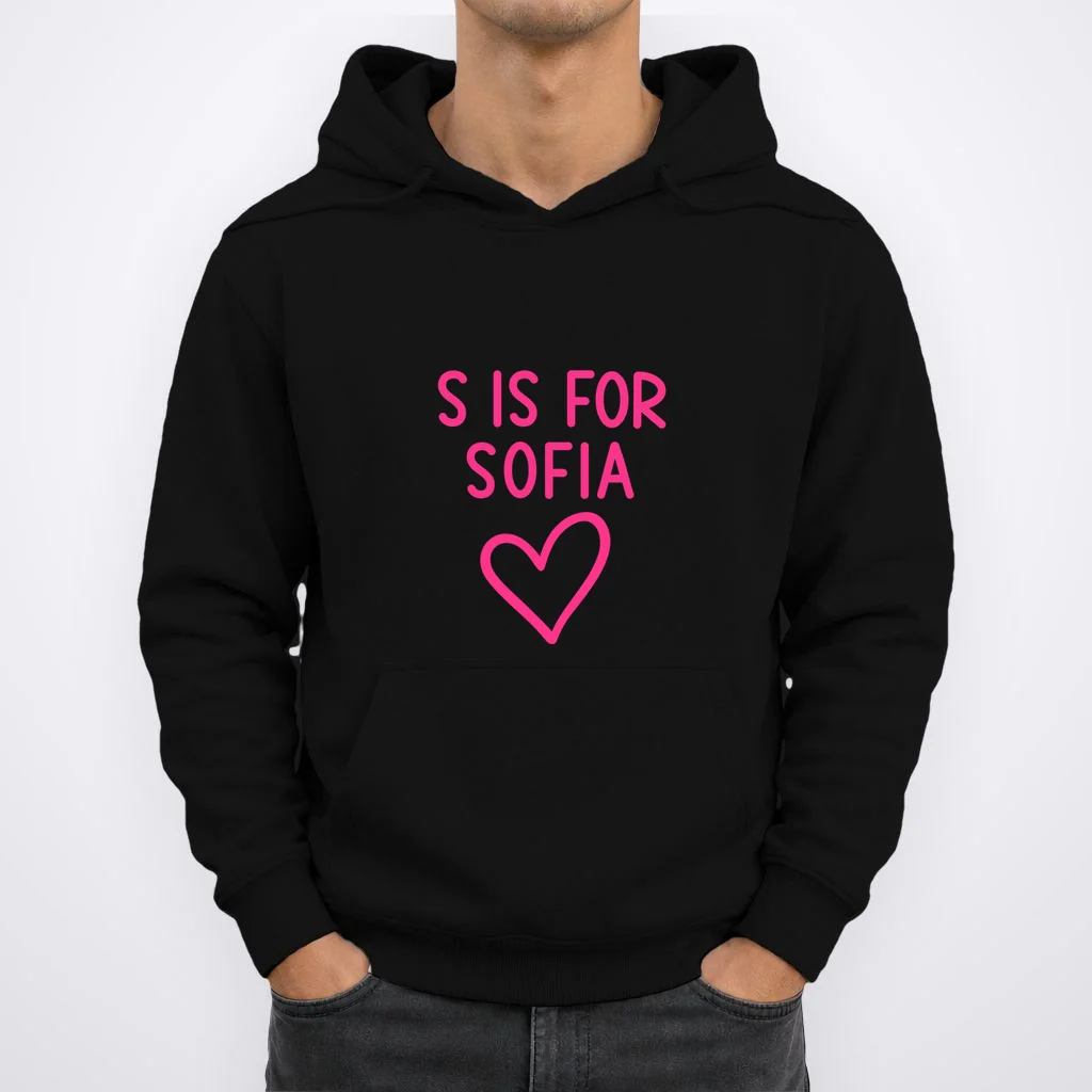 Custom Personalized Initial + Name Heart Men's Hoodie - Front 1