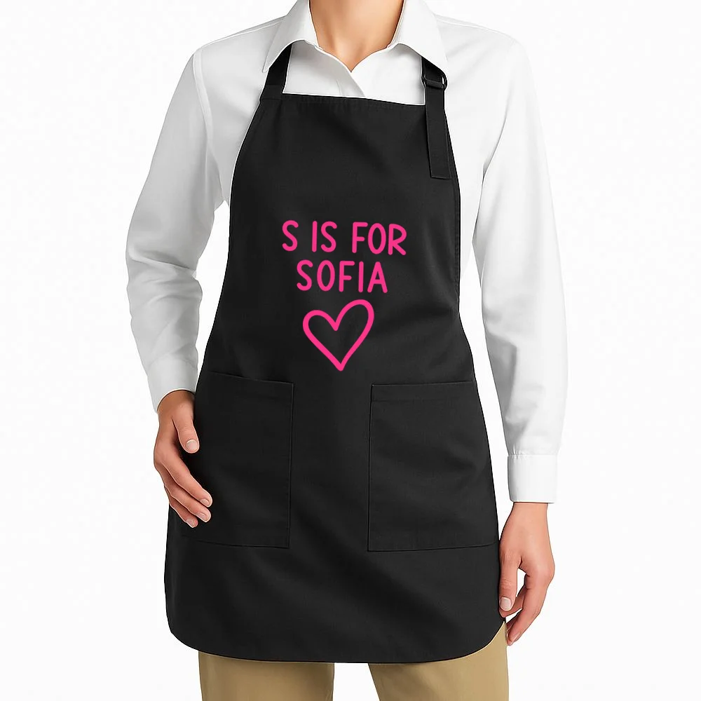 Custom Personalized Initial + Name Heart Apron - Front 1