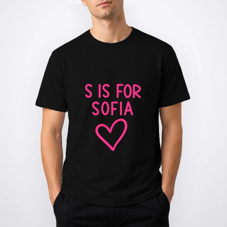 Custom Personalized Initial + Name Heart Men's T-Shirt - Front 1