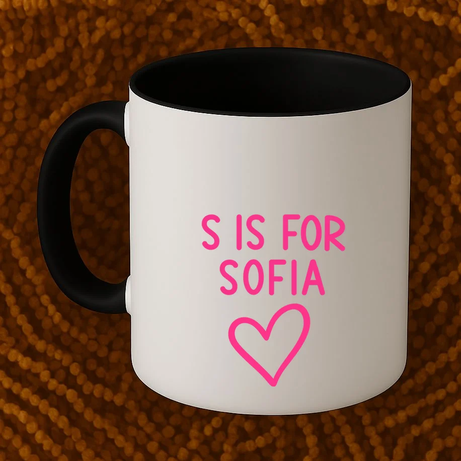 Custom Personalized Initial + Name Heart Mug - Front 1