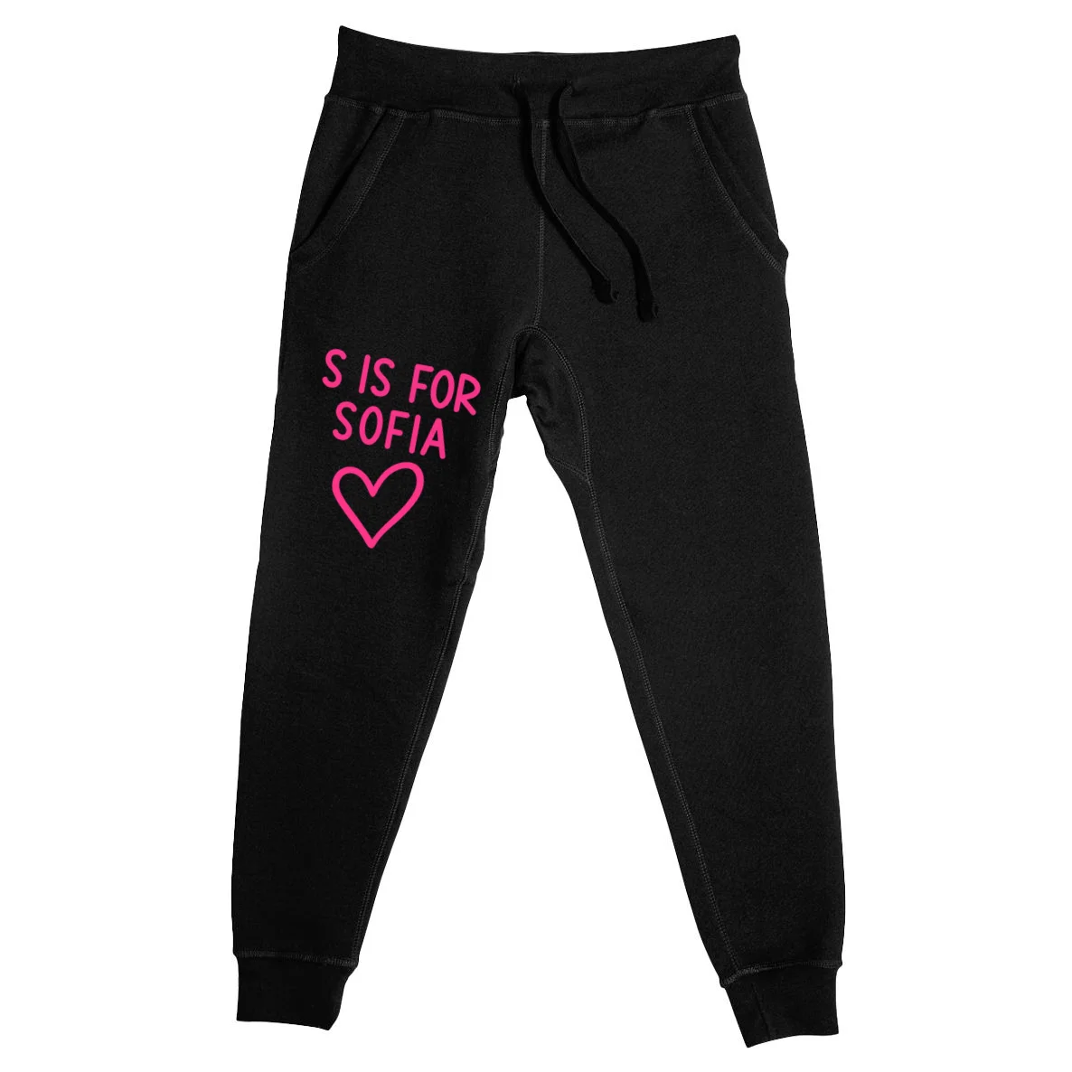 Custom Personalized Initial + Name Heart Men's Sweatpants Front