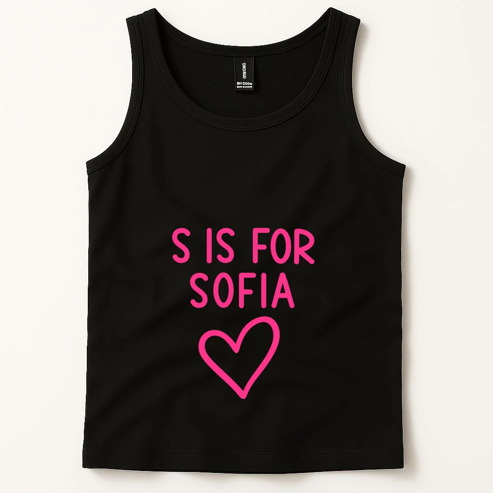 Custom Personalized Initial + Name Heart Men's Tank Top - Front 1