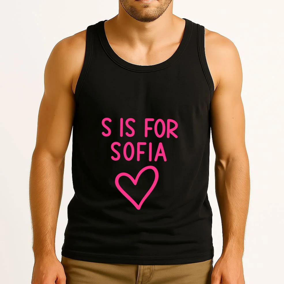 Custom Personalized Initial + Name Heart Men's Tank Top - Front 2
