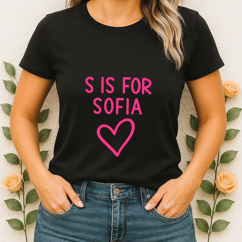 Custom Personalized Initial + Name Heart Women's T-Shirt - Front 1