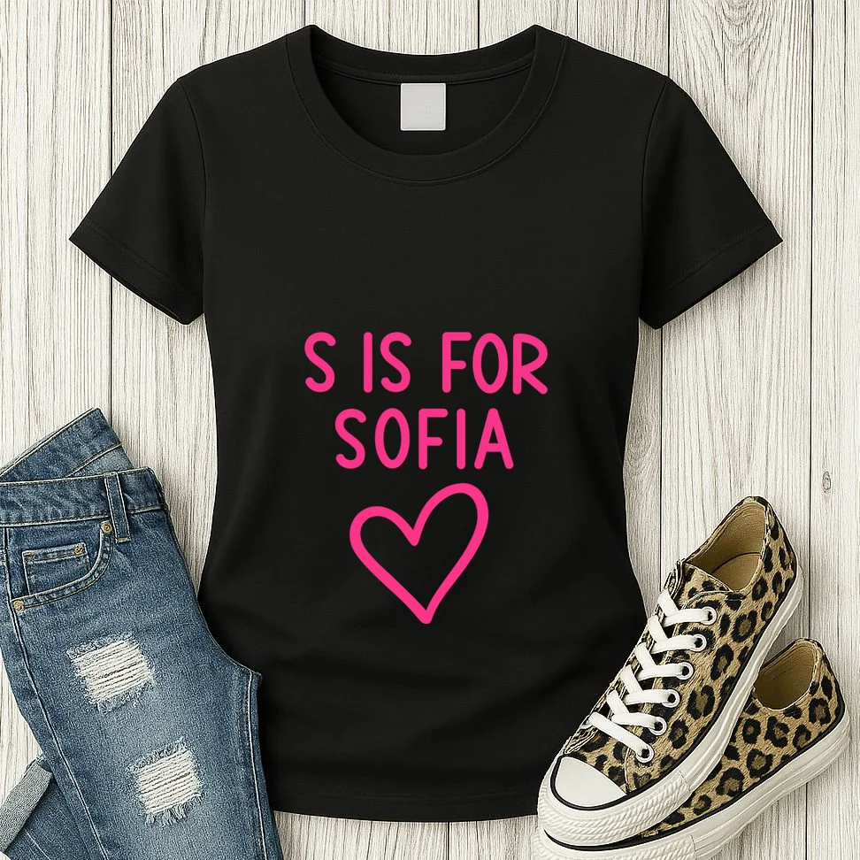 Custom Personalized Initial + Name Heart Women's T-Shirt - Front 2