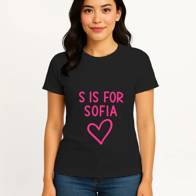 Custom Personalized Initial + Name Heart Women's T-Shirt - Front 3