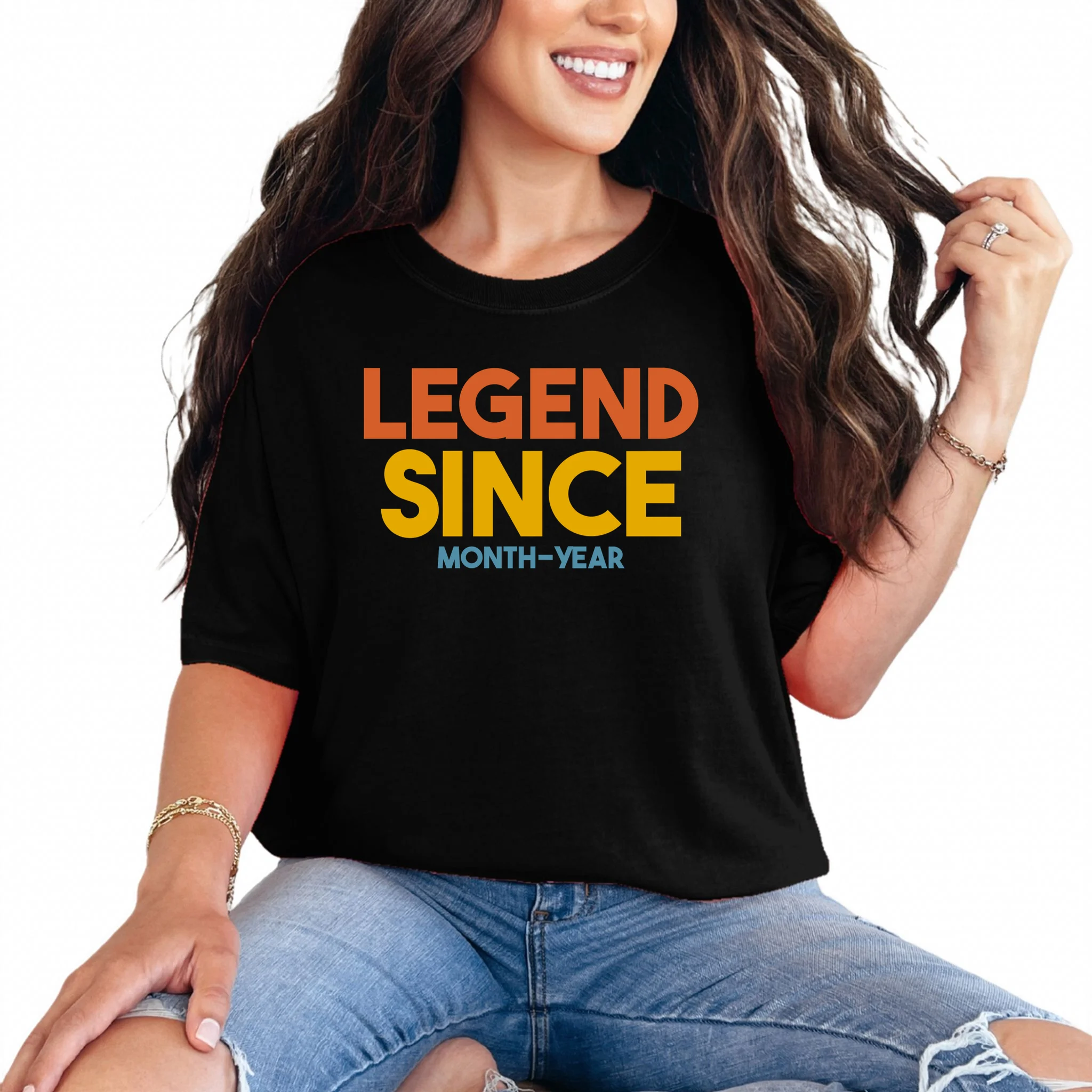 Legendary Since Custom Birthday Date Text Comfort Colors Unisex T-Shirt - Front