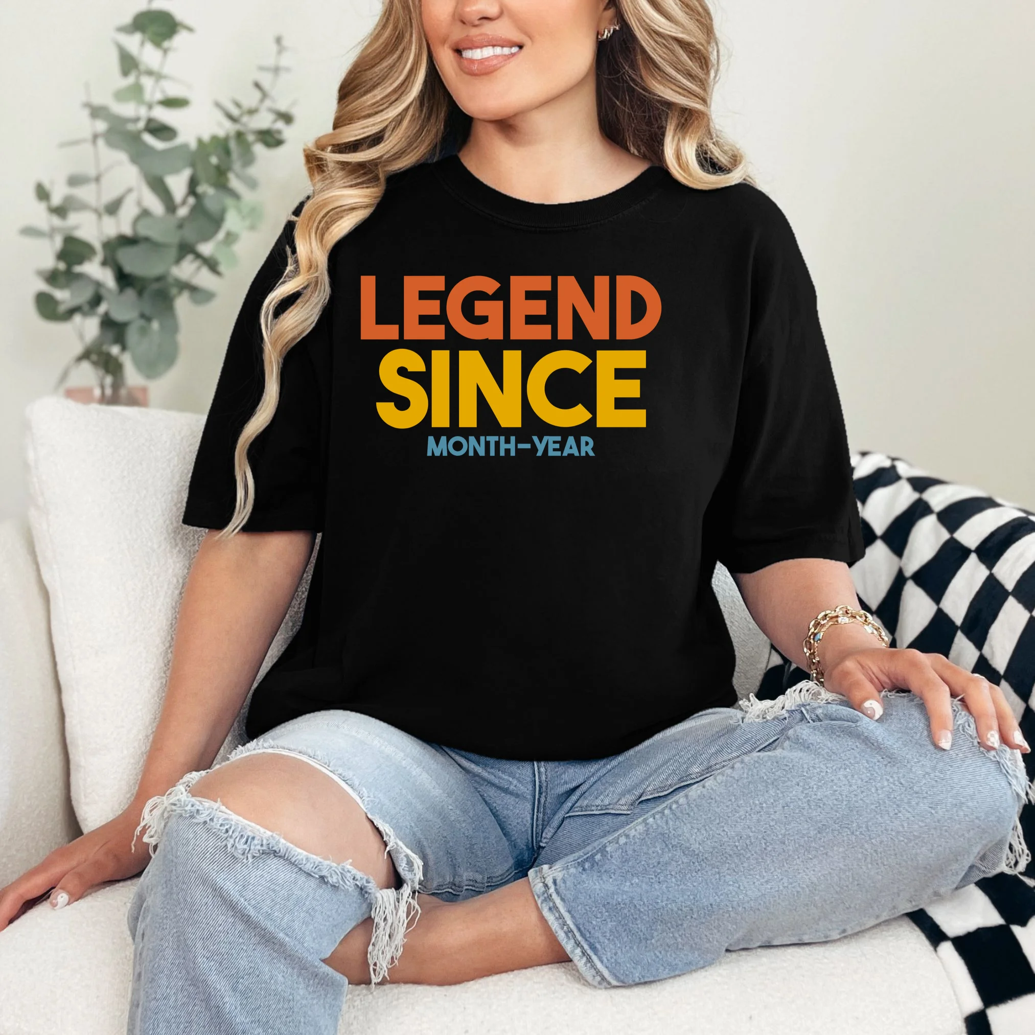 Legendary Since Custom Birthday Date Text Comfort Colors Unisex T-Shirt - Front 1