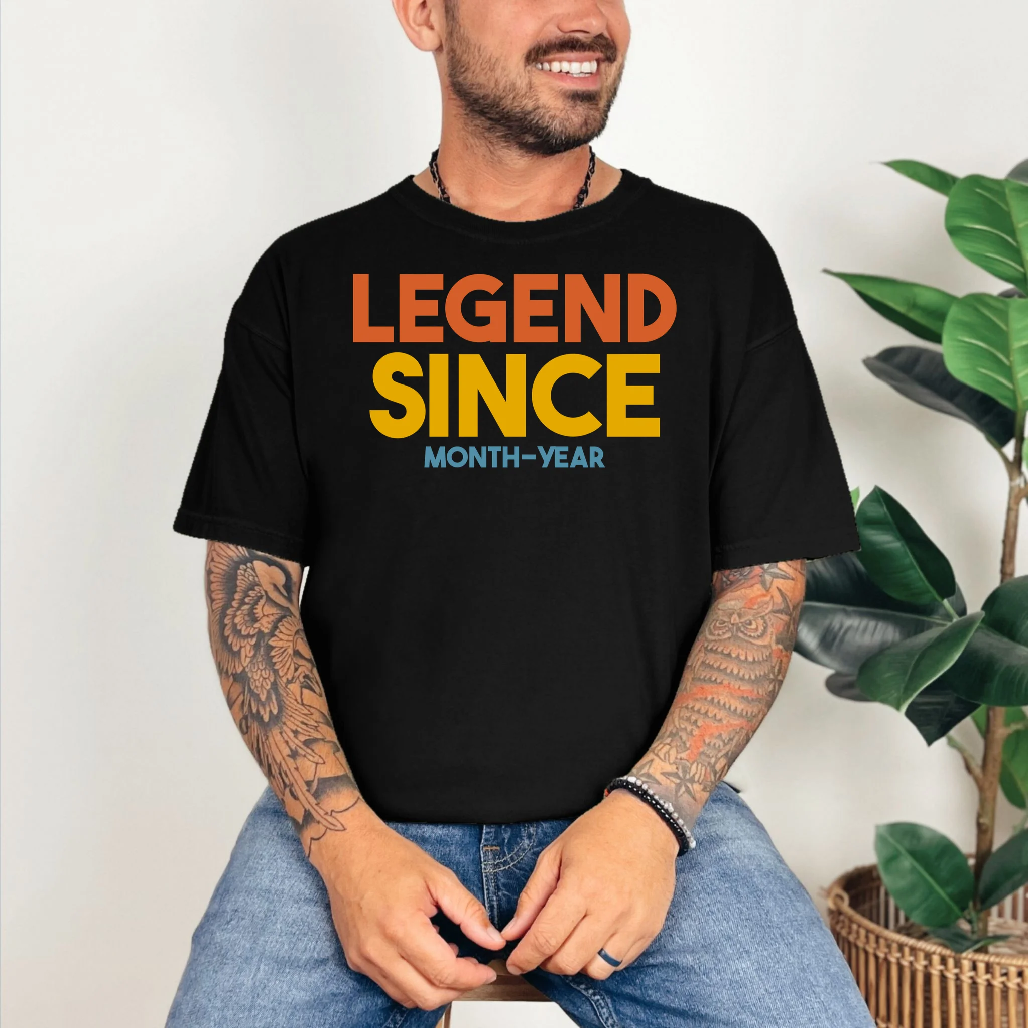 Legendary Since Custom Birthday Date Text Comfort Colors Unisex T-Shirt - Front 2