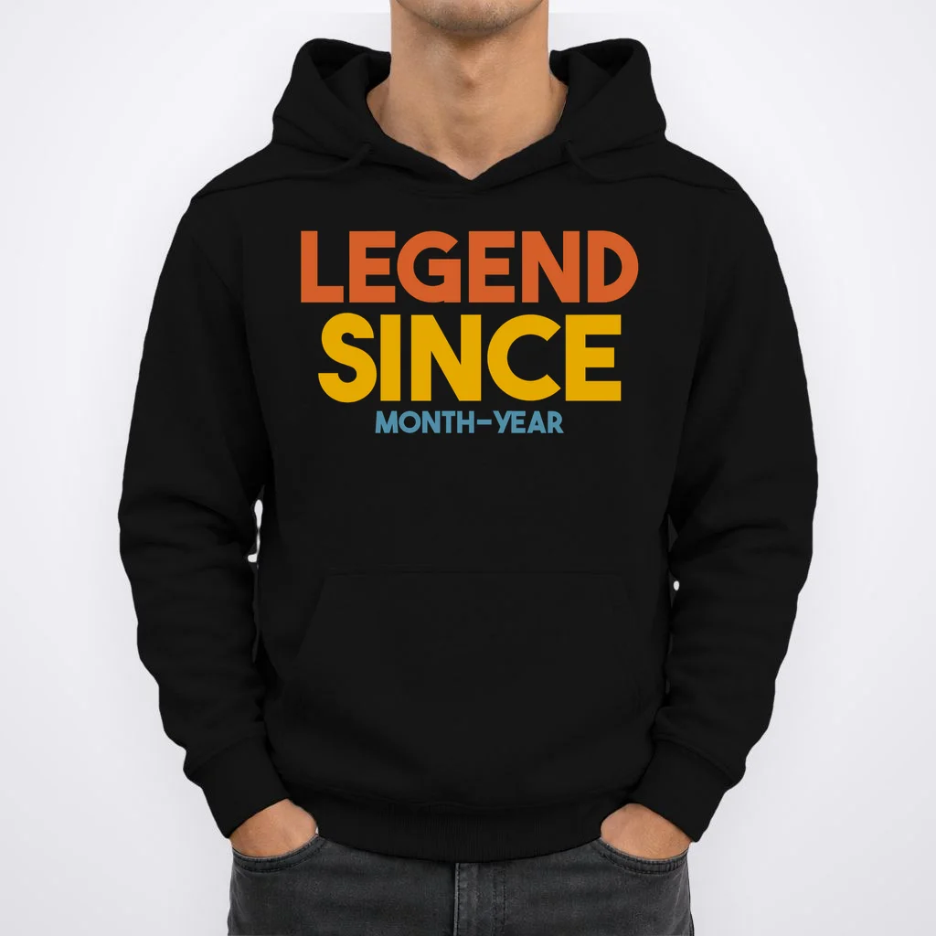 Legendary Since Custom Birthday Date Text Men's Hoodie - Front 1