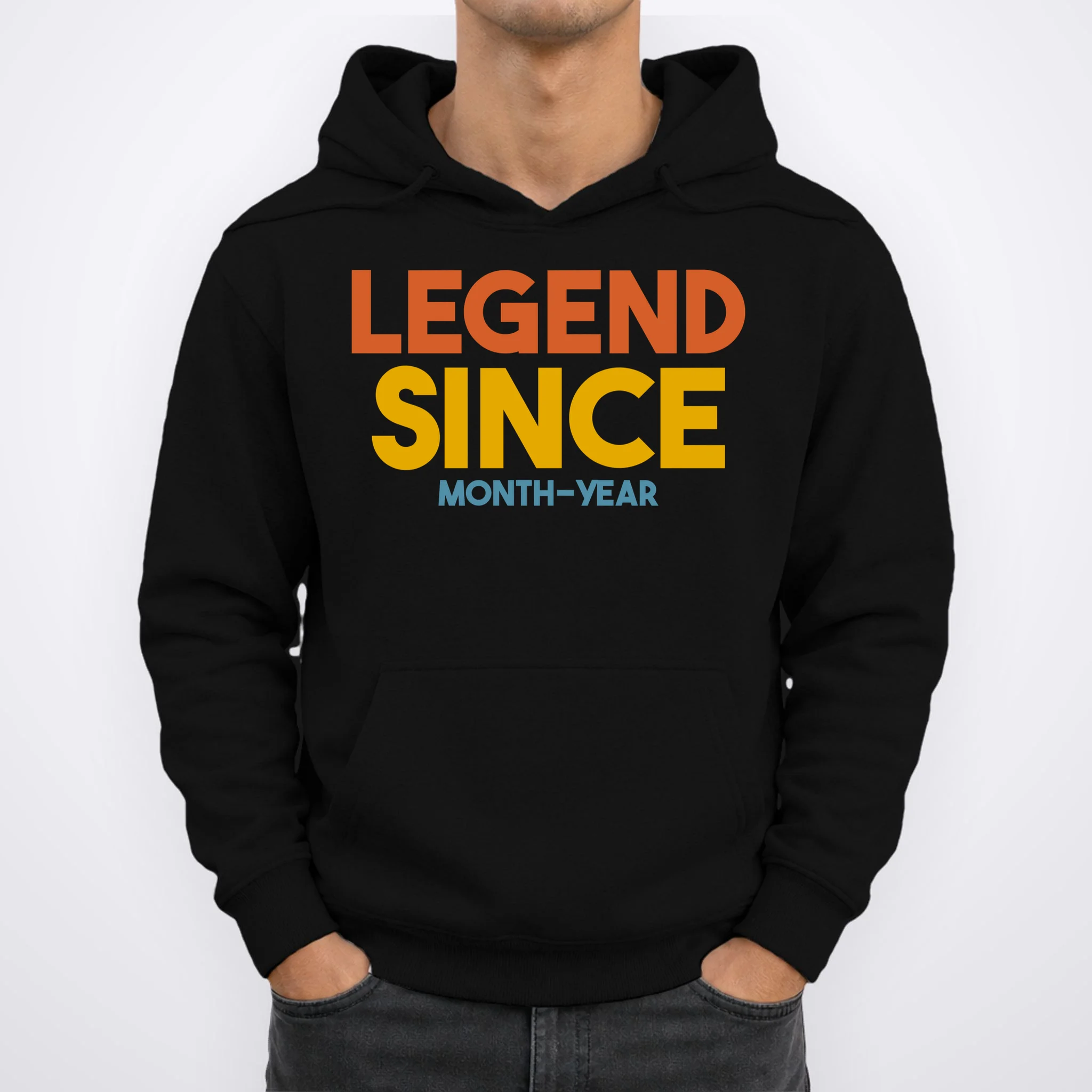 Legendary Since Custom Birthday Date Text Men's Hoodie - Front 1