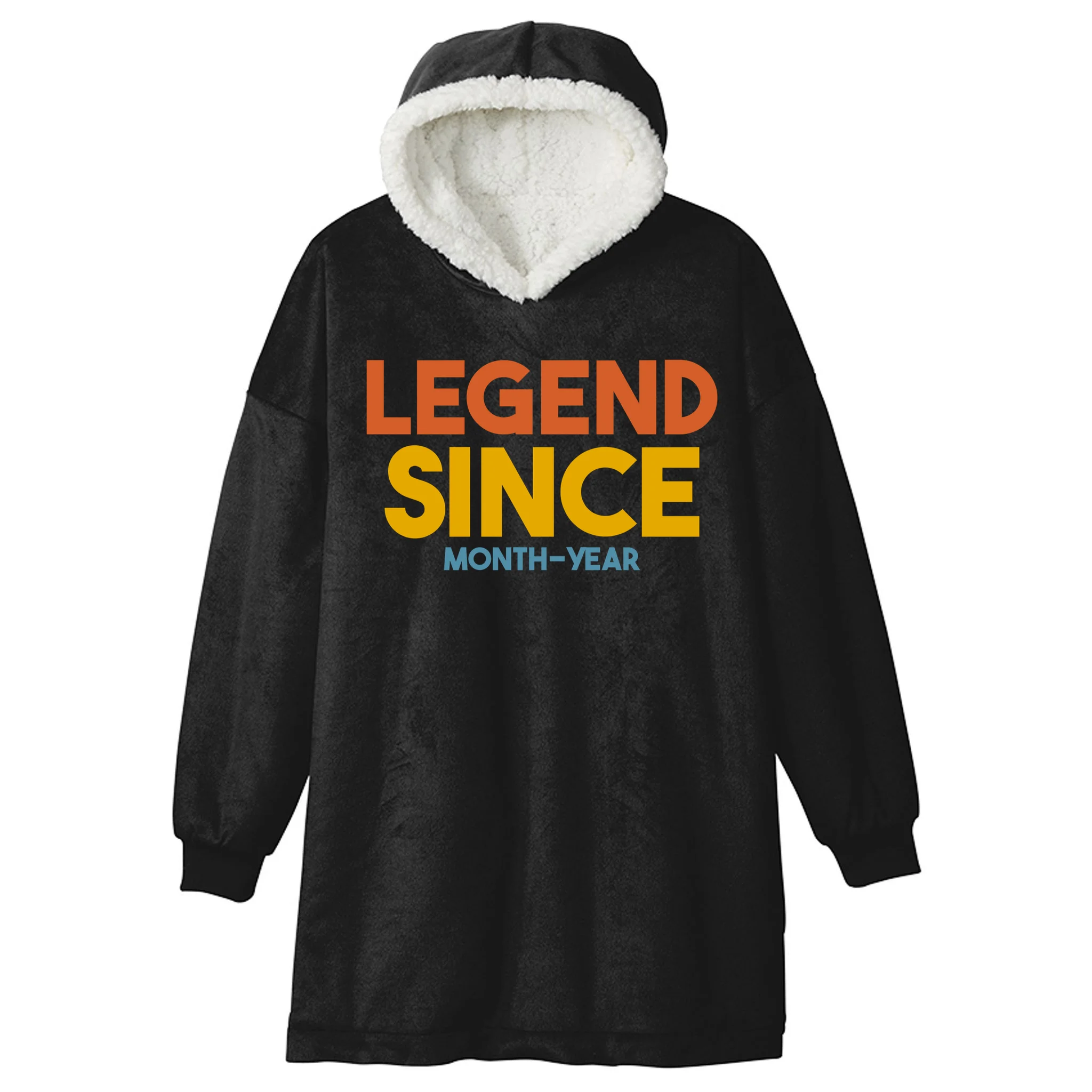 Legendary Since Custom Birthday Date Text Hooded Blanket - Front