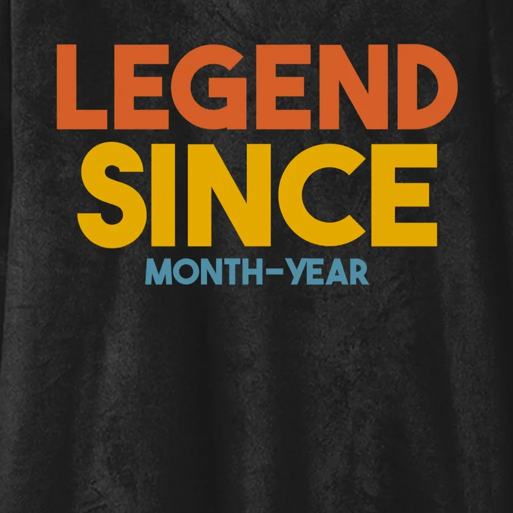 Legendary Since Custom Birthday Date Text Hooded Blanket - Front - Close-up