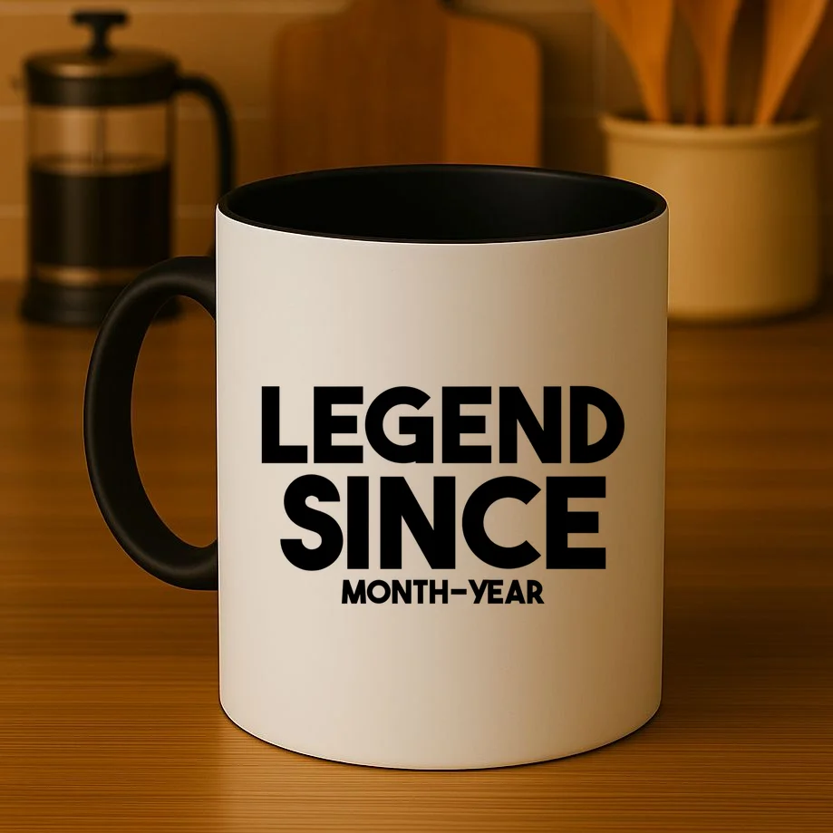 Legendary Since Custom Birthday Date Text Mug - Front 3