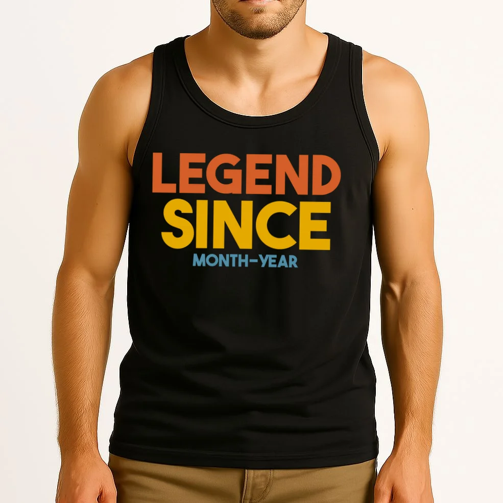 Legendary Since Custom Birthday Date Text Men's Tank Top - Front 2