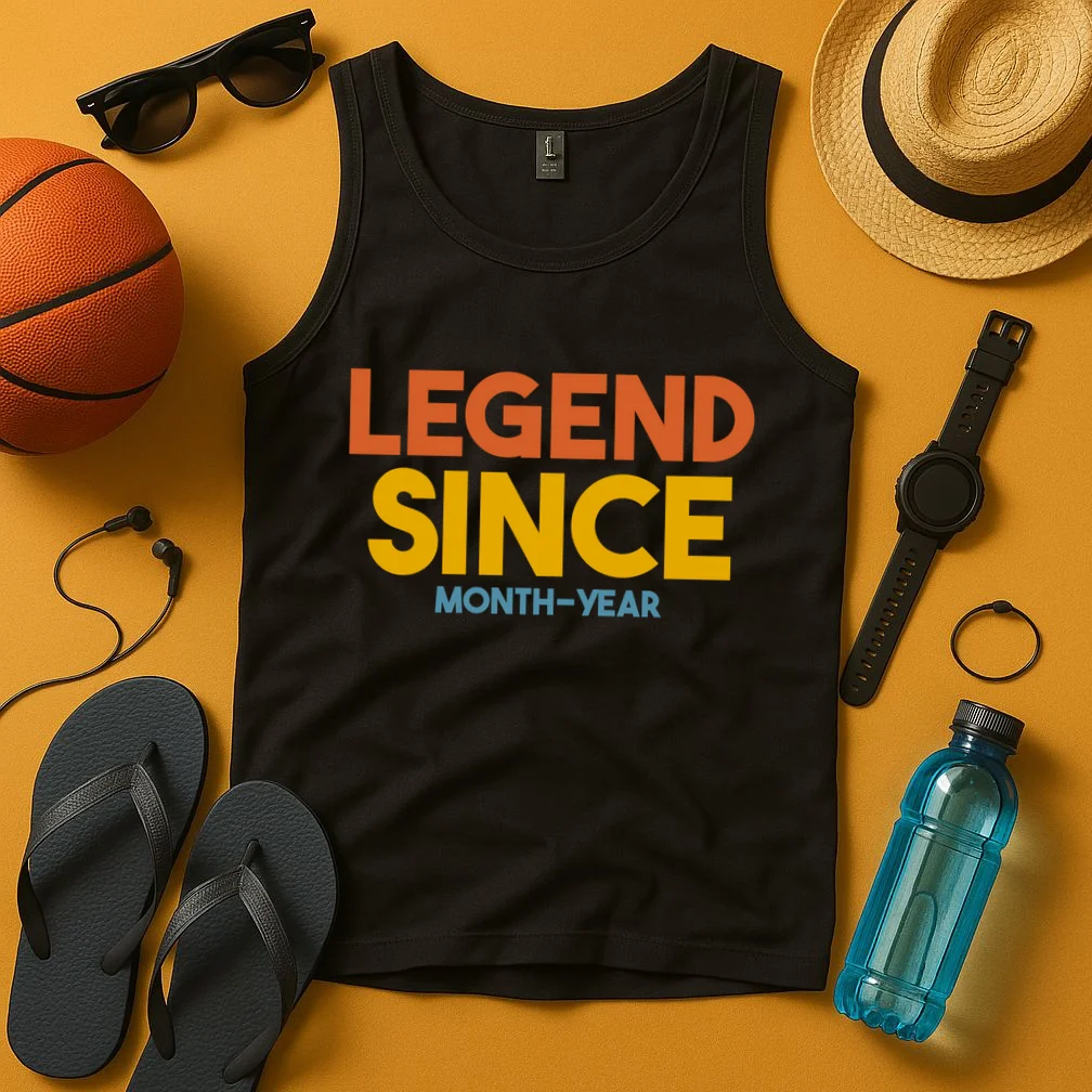 Legendary Since Custom Birthday Date Text Men's Tank Top - Front 3