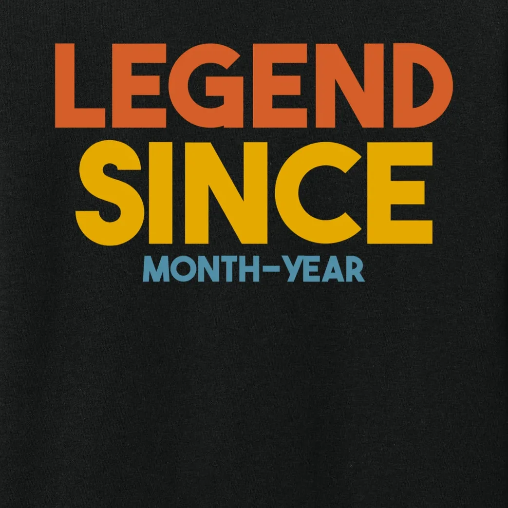 Legendary Since Custom Birthday Date Text Kids Long Sleeve Pajamas - Front - Close-up