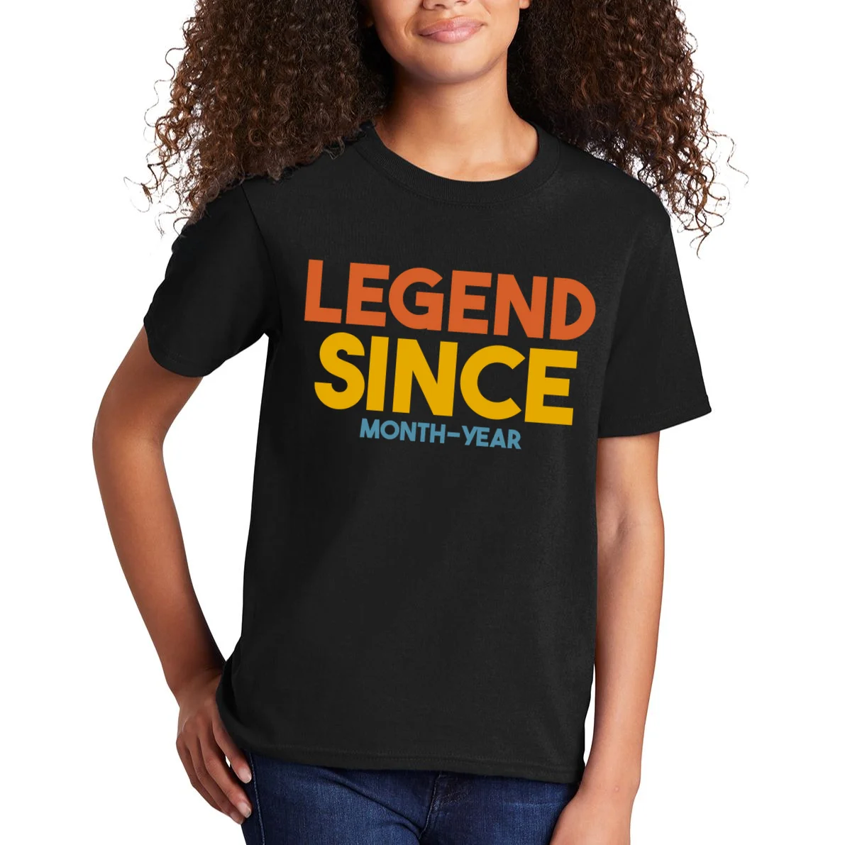 Legendary Since Custom Birthday Date Text Kids T-Shirt - Front 1