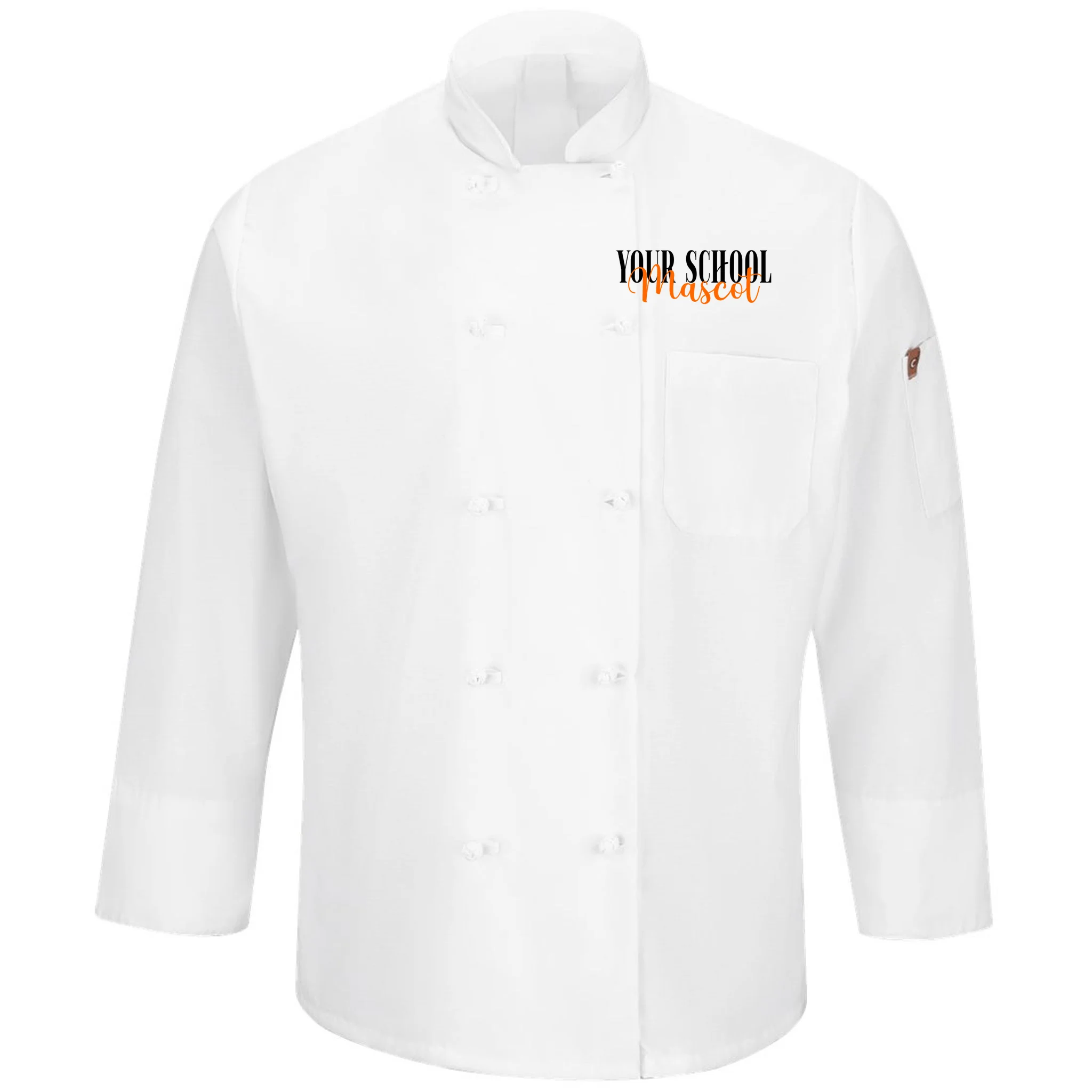 Custom School Mascot Men's Chef Coat - Front