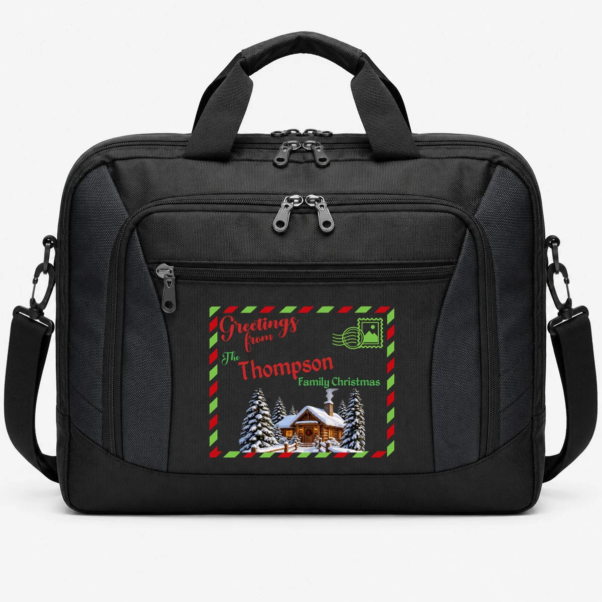 Custom Personalized Family Christmas Postcard Briefcase Front