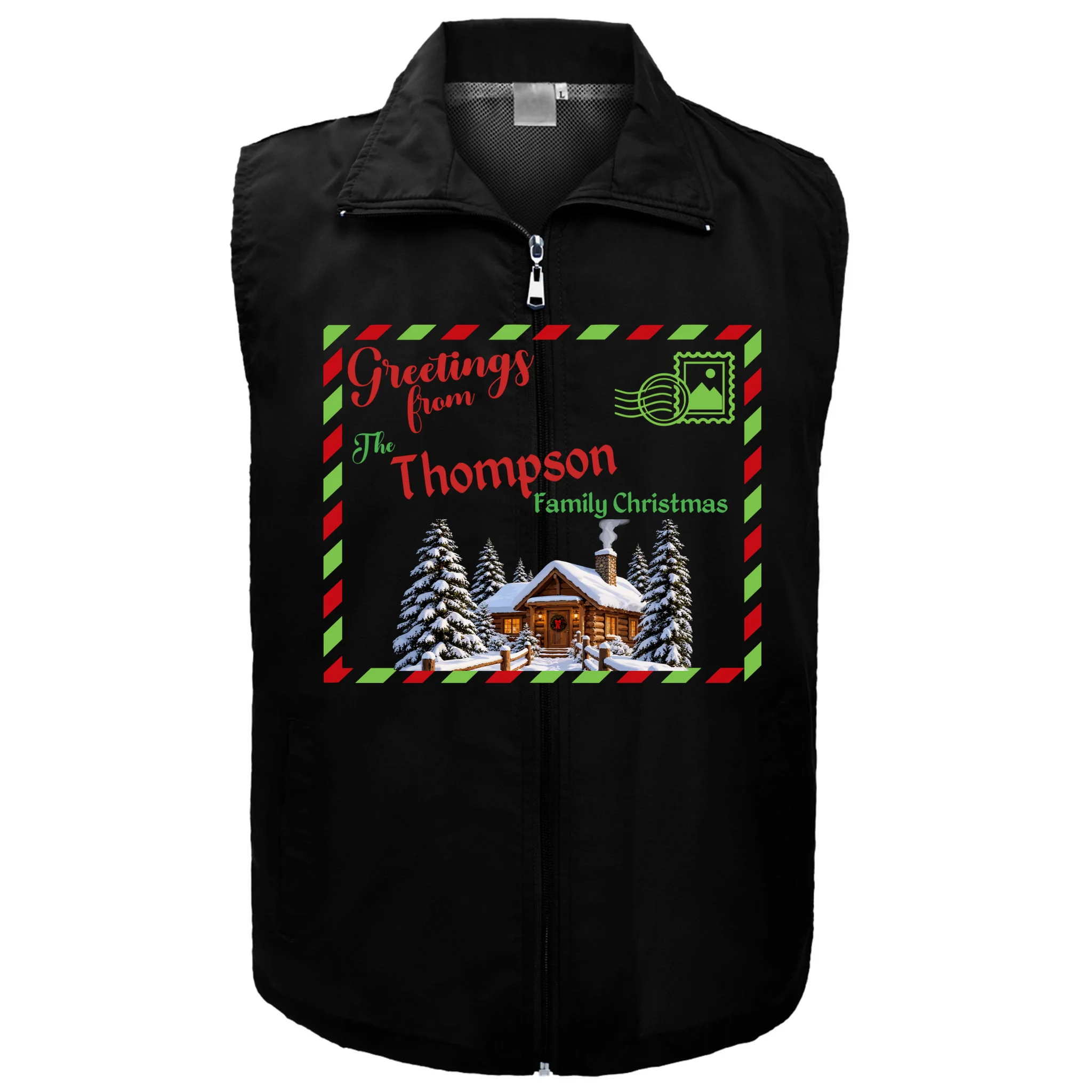 Custom Personalized Family Christmas Postcard Men's Vest - Front