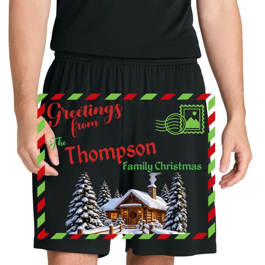 Custom Personalized Family Christmas Postcard Men's Shorts - Front 1