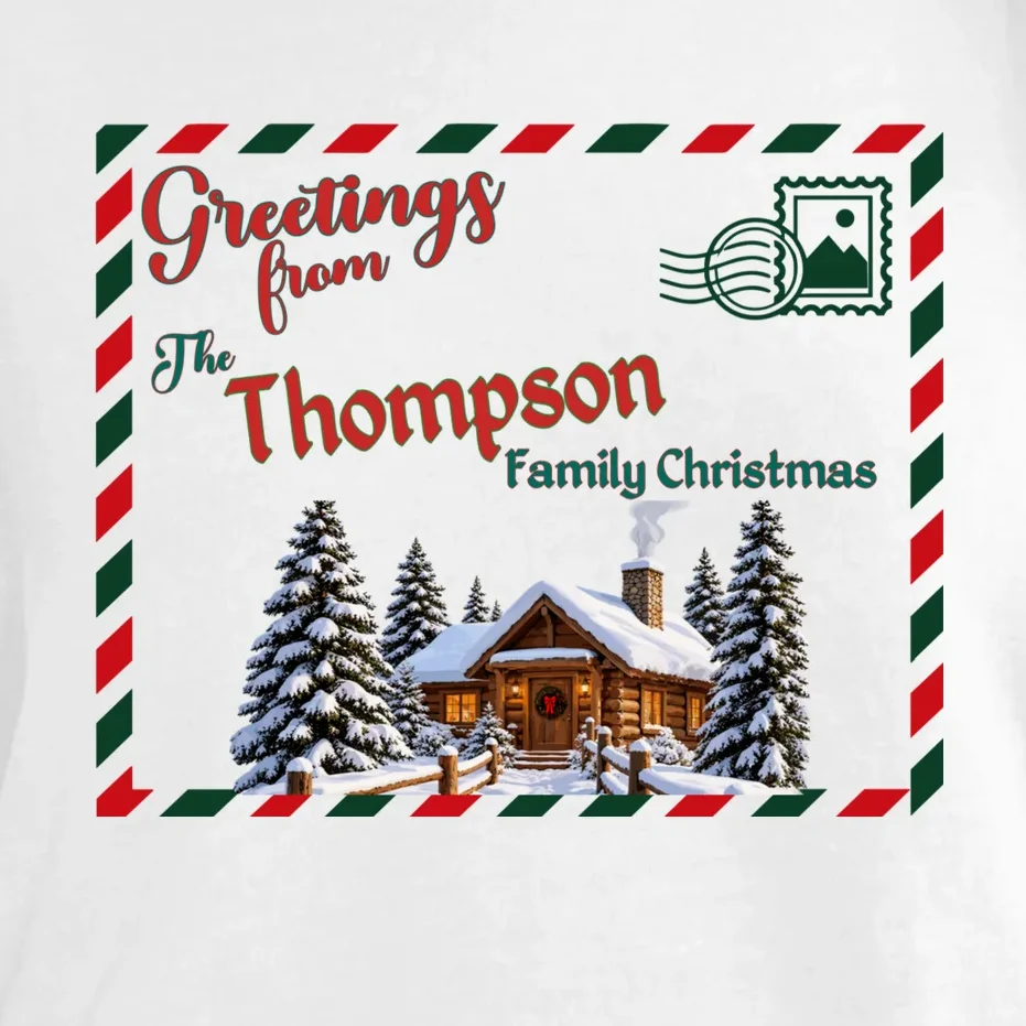 Custom Personalized Family Christmas Postcard Comfort Colors Unisex T-Shirt - Front - Close-up