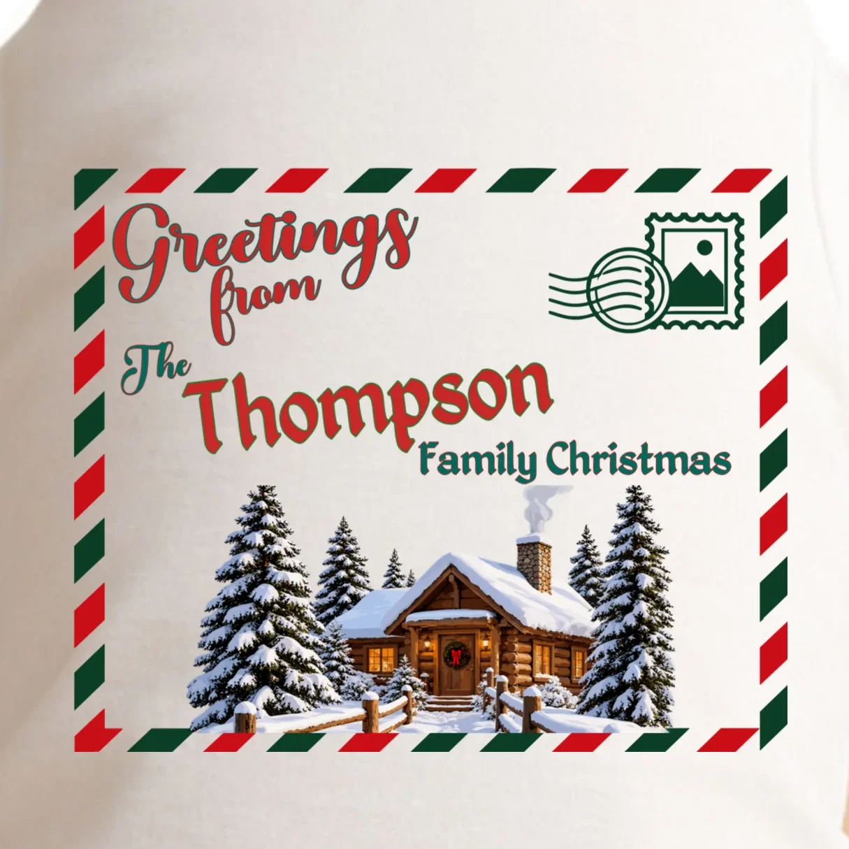 Custom Personalized Family Christmas Postcard Doggie Tank - Front - Close-up