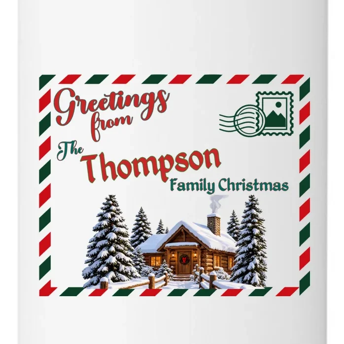 Custom Personalized Family Christmas Postcard 24oz Water Bottle - Front - Close-up