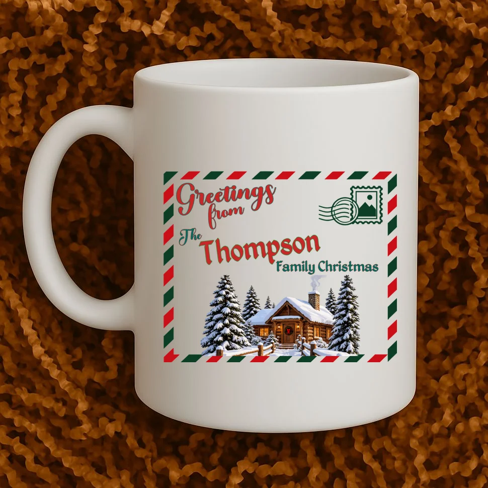 Custom Personalized Family Christmas Postcard Mug - Front 1