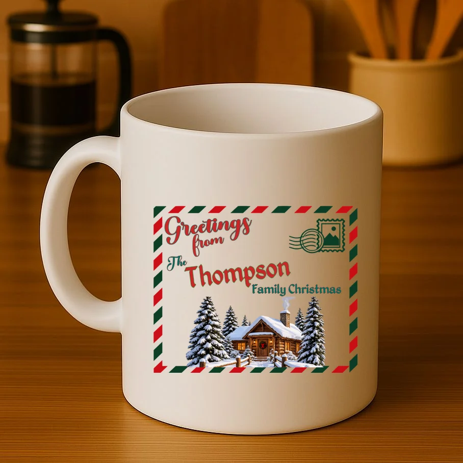 Custom Personalized Family Christmas Postcard Mug - Front 3