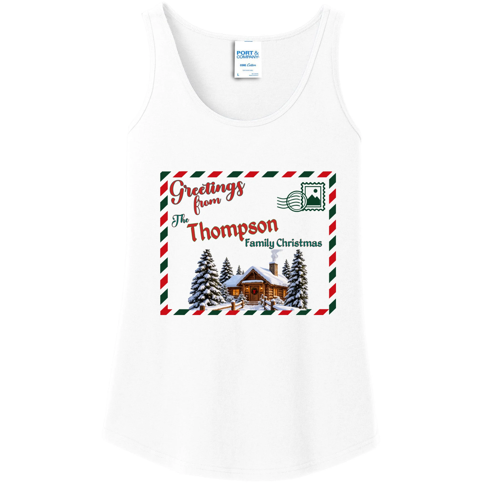 Custom Personalized Family Christmas Postcard Women's Tank Top - Front