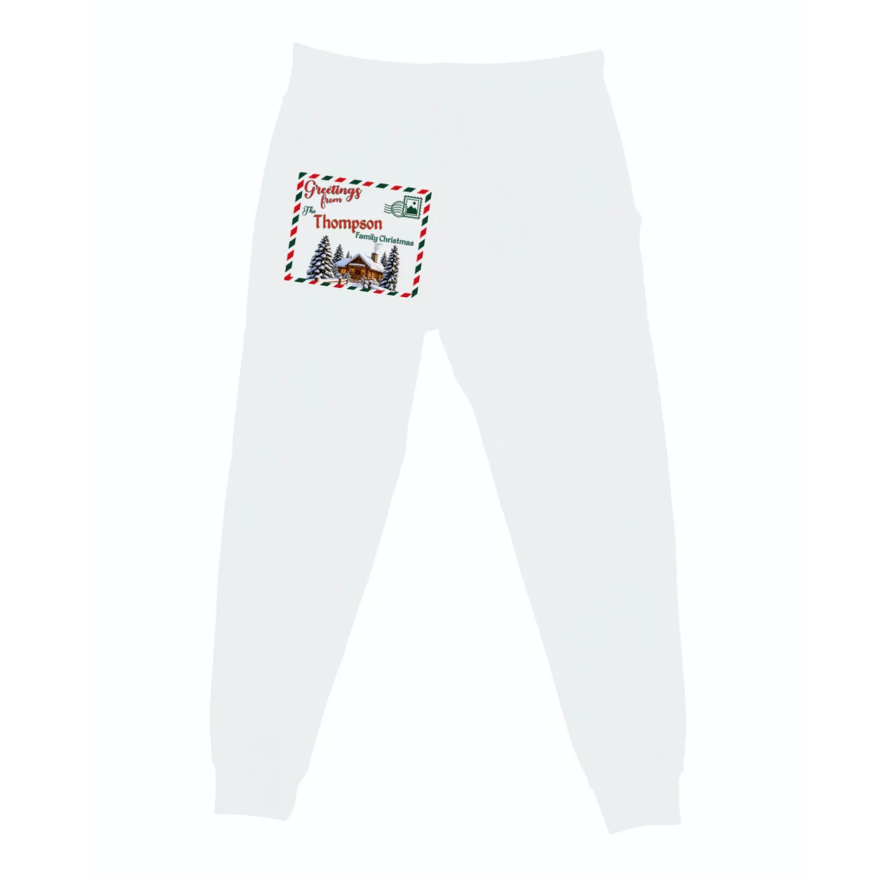Custom Personalized Family Christmas Postcard Men's Sweatpants Front