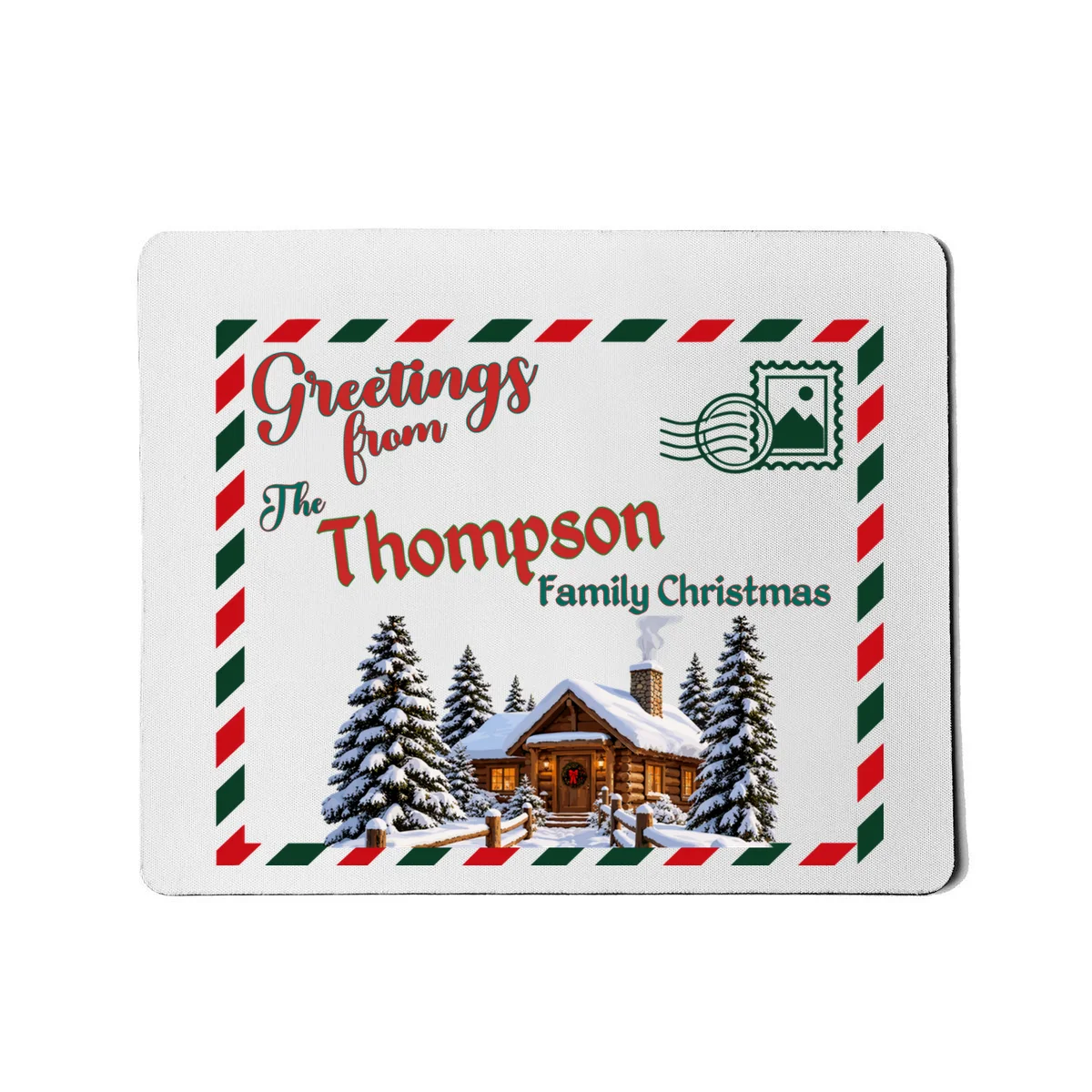 Custom Personalized Family Christmas Postcard Mouse Pad - Front