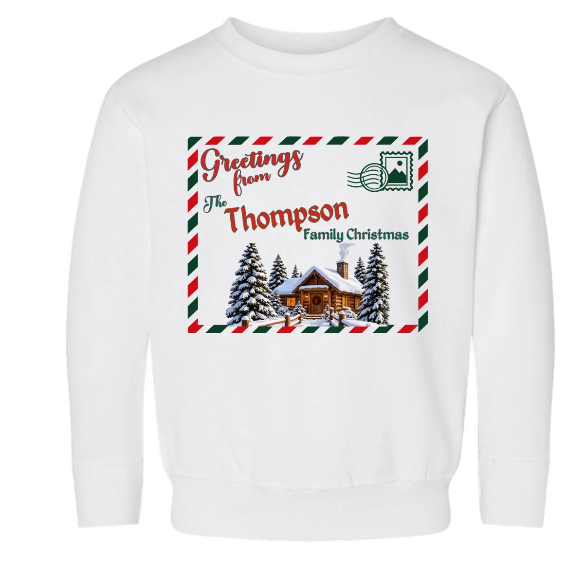 Custom Personalized Family Christmas Postcard Toddler Sweatshirt - Front